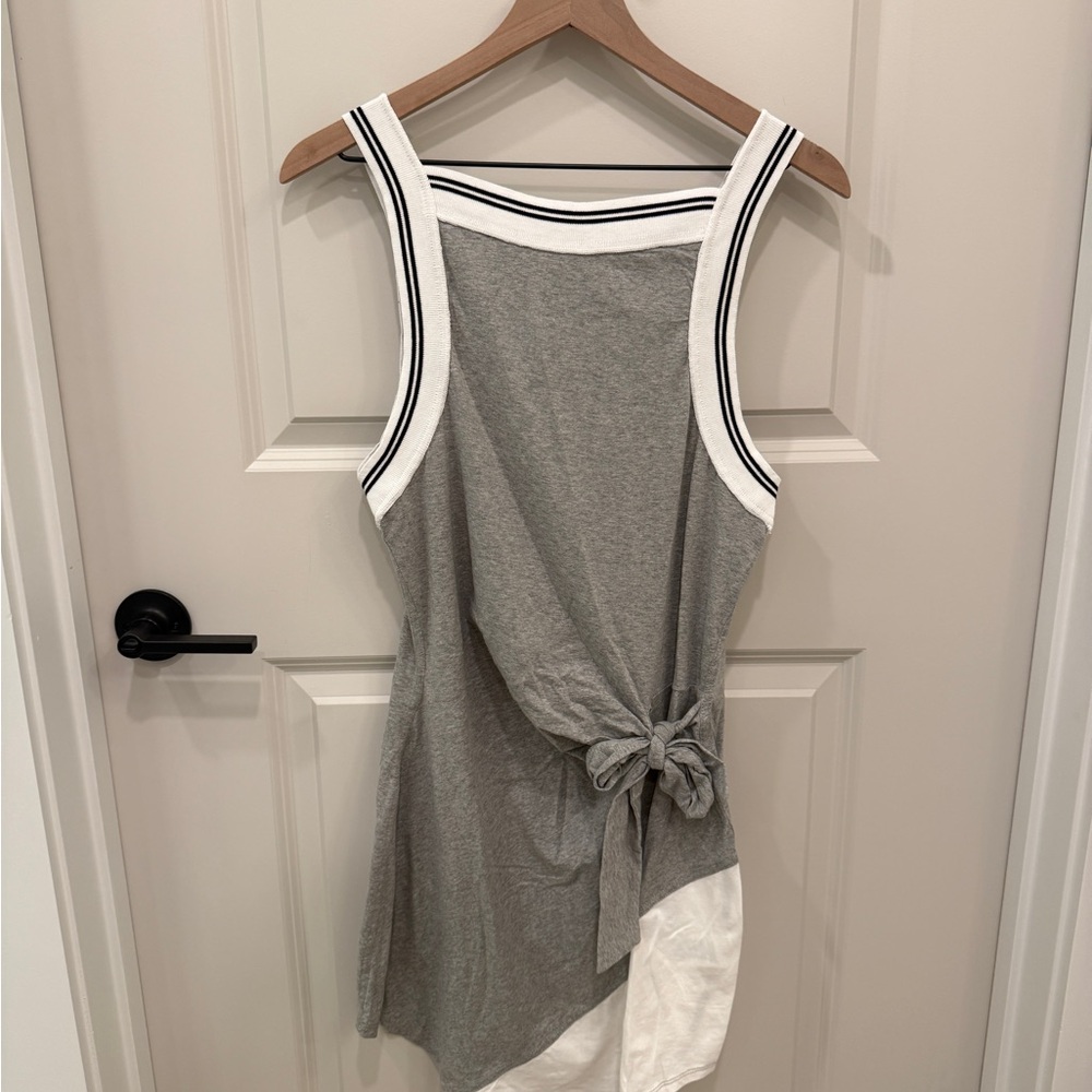 Anthropologie Gray Tie-Front Mini Dress - Picture 2 of 6